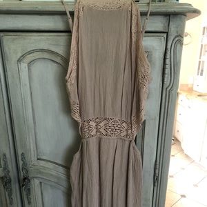 American Eagle Blush long maxi dress side slit high neck side cutout